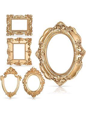 5 Pcs 4.9 x 4 Small Vintage Gold Frames for Craft DIY Decoration, Mini Ornate
